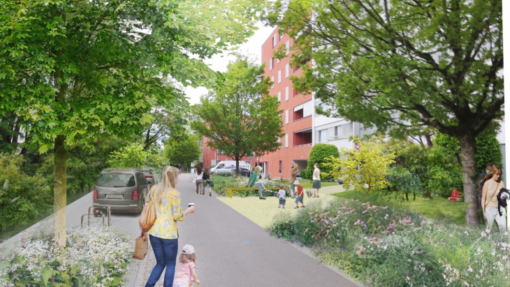 Chemin de Petit-Montfleury - représentation futurs aménagements voie verte Genève-Versoix @ Urbaplan