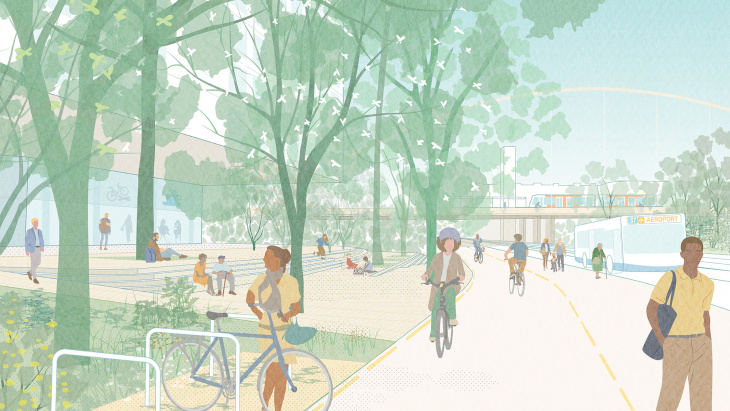 Projet Pré-Bois - esplanade - illustration Oxalys
