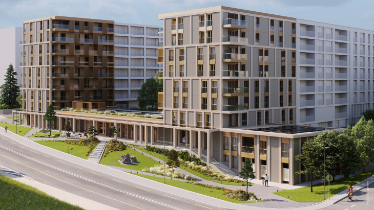 •	Projet de quartier Joli-Mont – Riant-Parc – Image de synthèse de l’avenue, MSV 