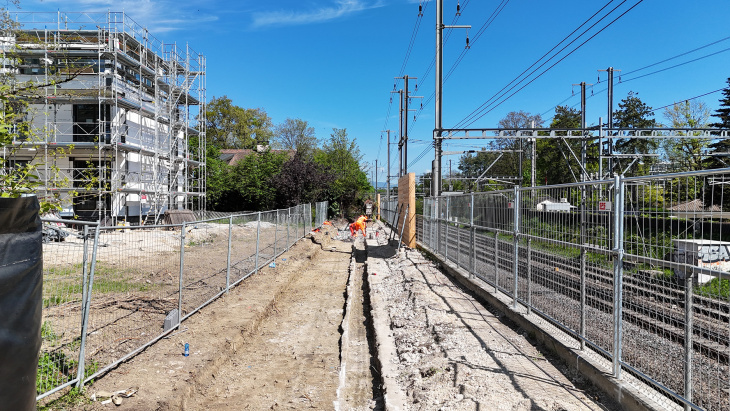 Chantier de la voie verte au ch. de la Glaise (photo: Rampini construction)